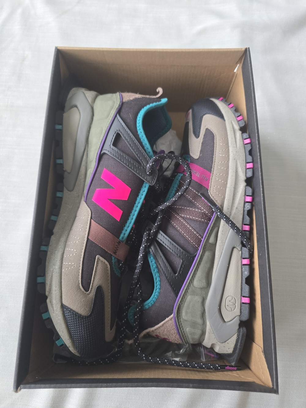 New Balance Bodega Men's Brown Sneakers with Teal & Pink Accents - Picture 2 of 7